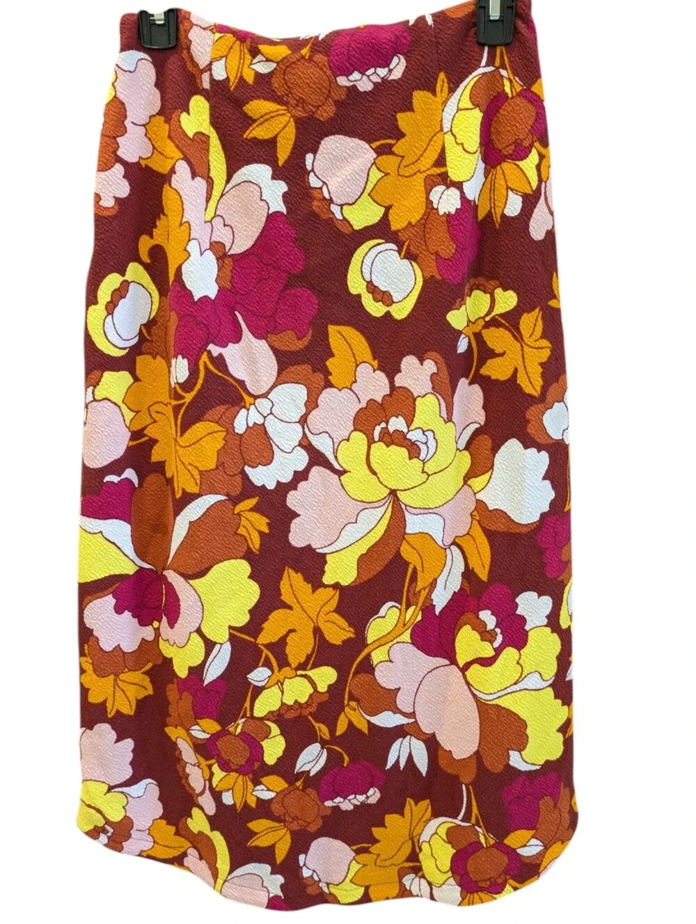 Anthropologie Maeve Button Front Midi Skirt Small Floral Mod Retro Mixed Print